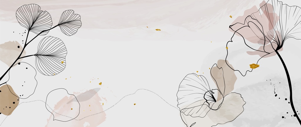 Fototapeta z delikatnym motywem w pastelowych kolorach Kwiaty Kreską Malowane - zdjęcie numer 2