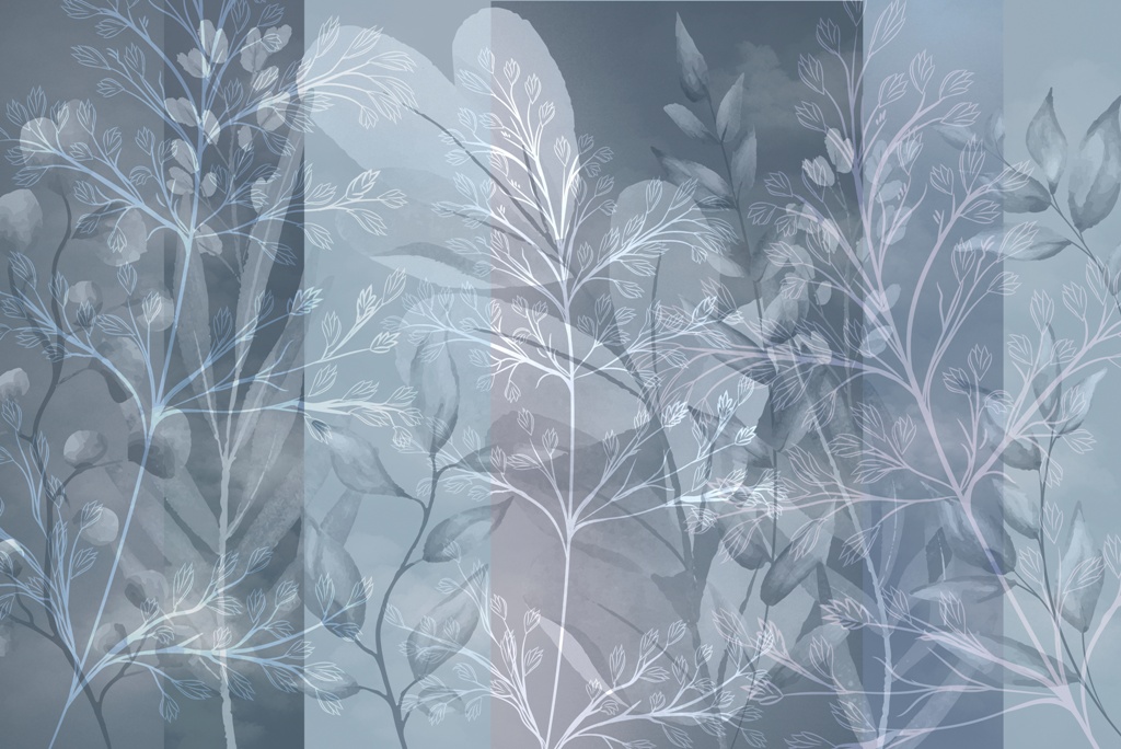 Fototapeta Błękitny Motyw Roślinny_501403462