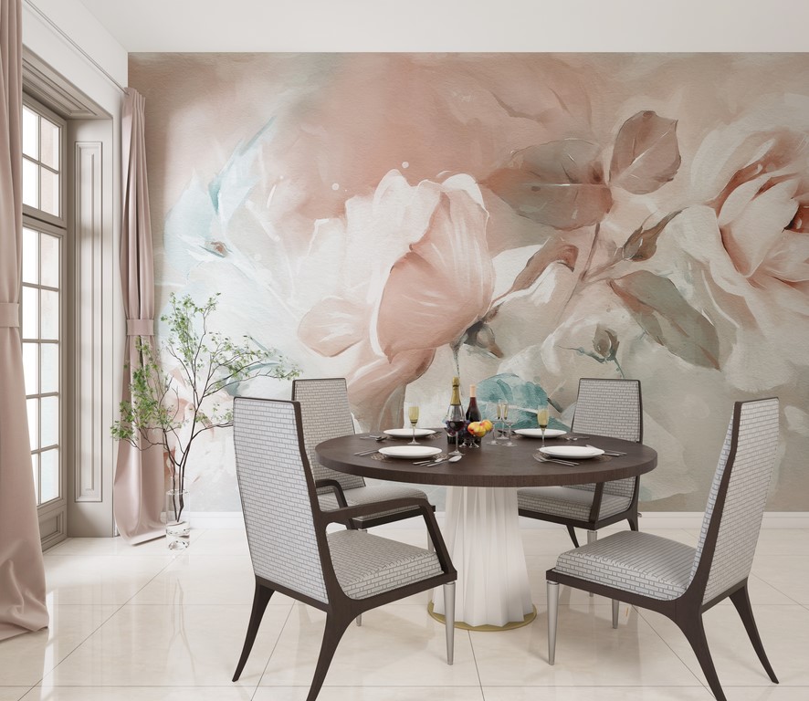 Fototapeta w pastelowych kolorach Delikatne Płatki Róż - główne zdjęcie produktu