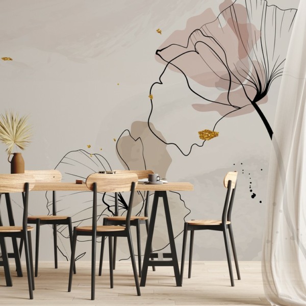 Fototapeta Kwiaty Kreską Malowane