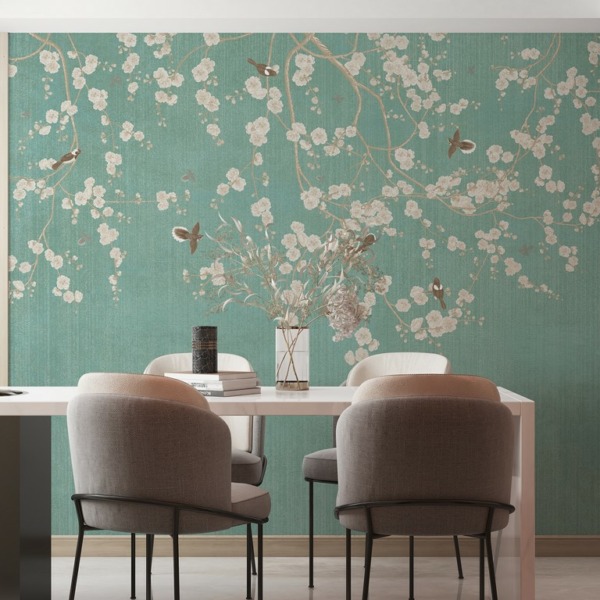 Fototapeta Kwitnące w Bieli Na Niebieskim Tle