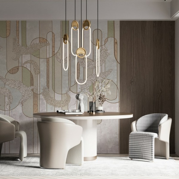 Fototapeta Liście w Motywie Geometrycznym