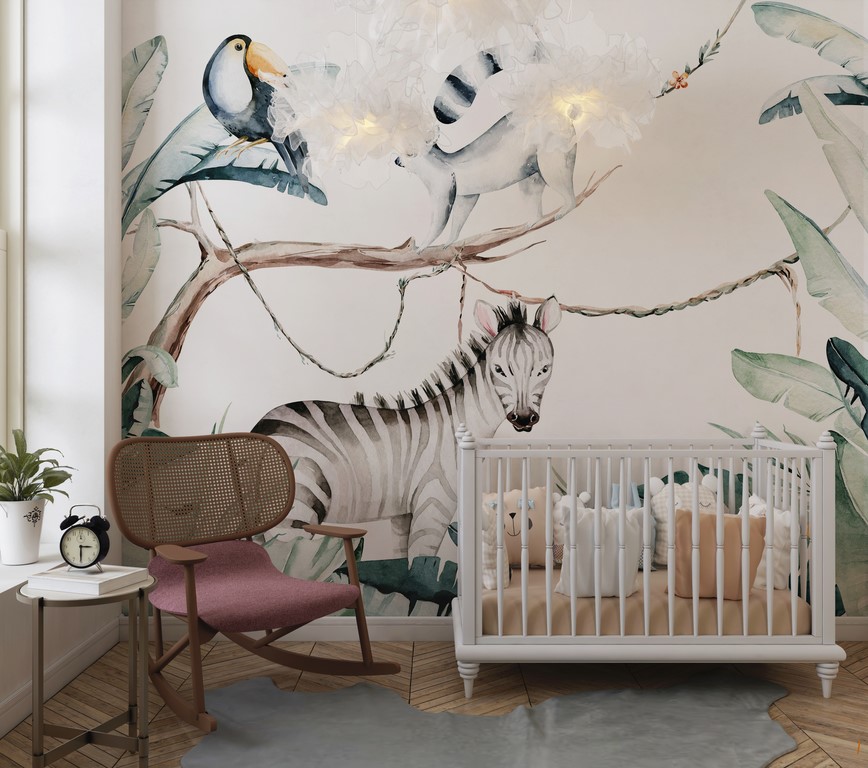 Fototapeta z dzikimi zwierzętami Mała Zebra do pokoju dziecięcego - główne zdjęcie produktu