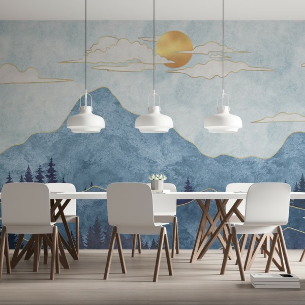 Fototapeta Niebieskie Góry Ze Złotą Nitką