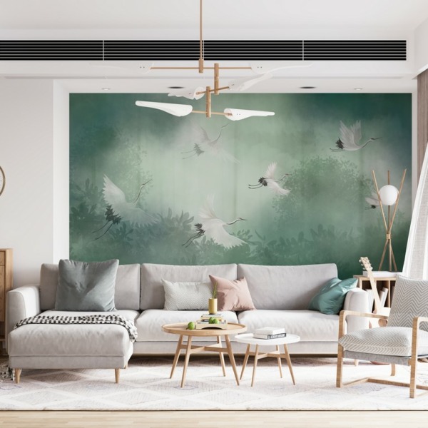 Fototapeta Odlatujące Żurawie We Mgle