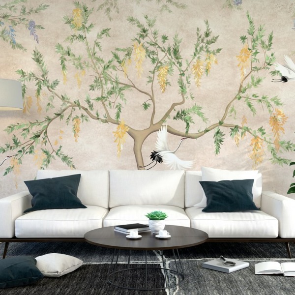 Fototapeta Trzy Odlatujące Żurawie i Drzewo