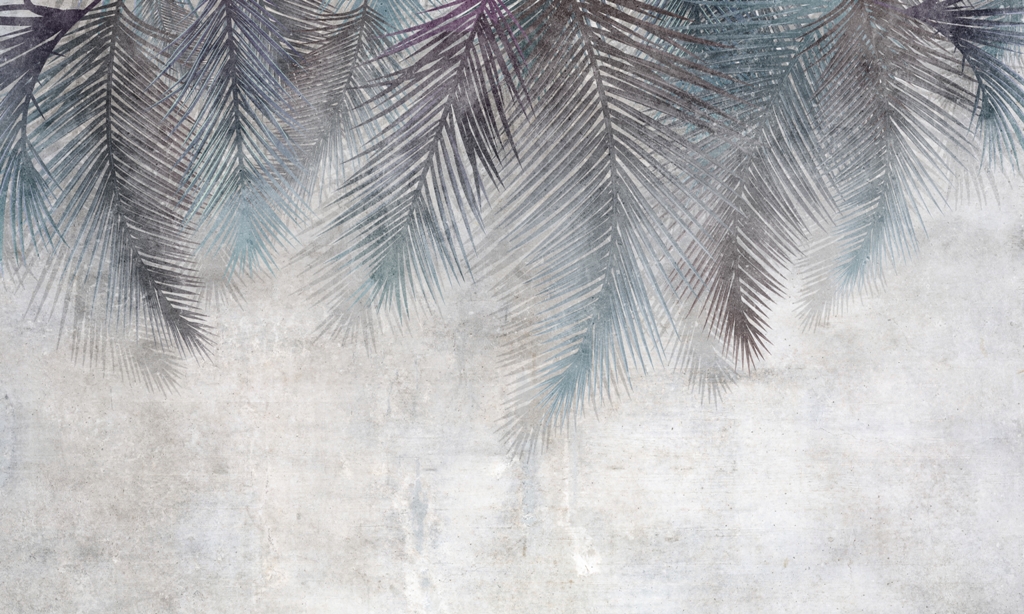 Fototapeta z motywem roślinnym w odcieniach szarości Zwisające Liście Paproci do łazienki - zdjęcie numer 2