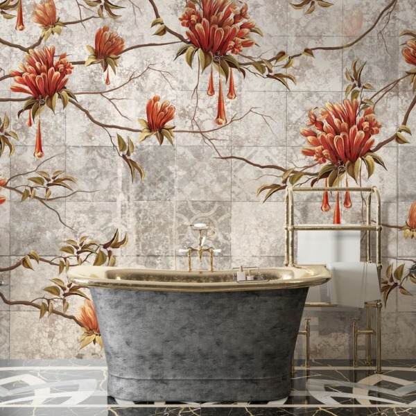 Fototapeta Kwitnące Drzewo Na Kafelkach