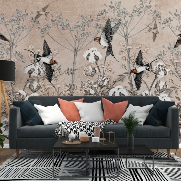 Fototapeta Ptaki w Kwiatach Bawełny