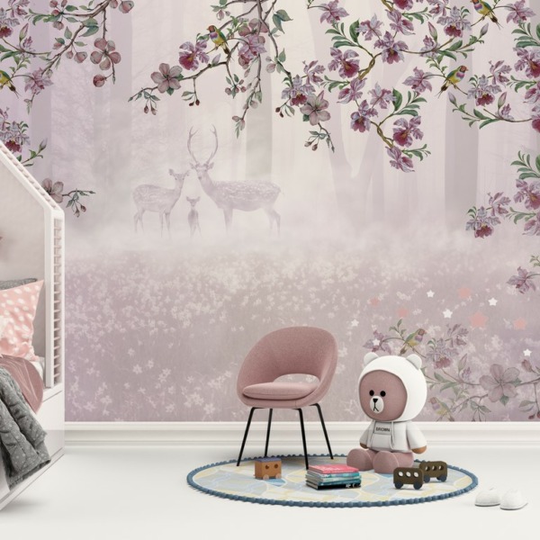 Fototapeta Rodzina Jeleni w Fiolecie