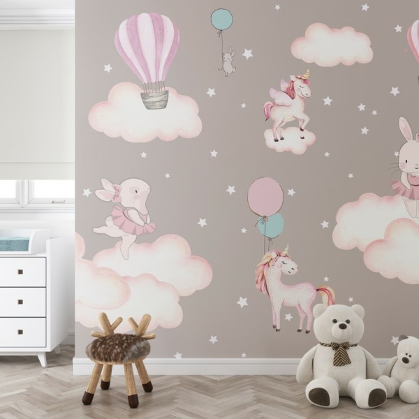 Fototapeta Różowe Króliczki i Jednorożce