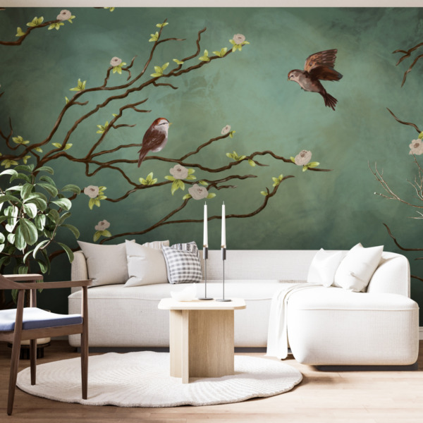 Fototapeta Para Ptaków Na Kwitnącym Drzewie