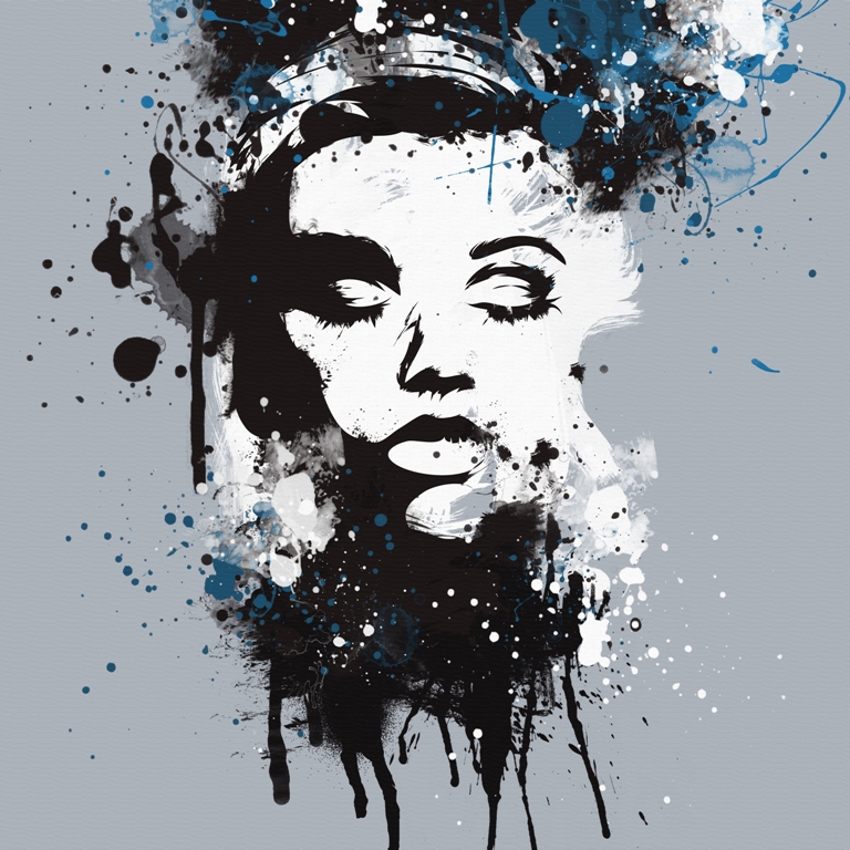 Fototapeta z abstrakcyjnym portretem w bieli i czerni Twarz Śpiącej Dziewczyny - zdjęcie numer 2