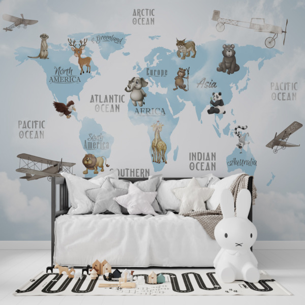 Fototapeta Błękitna Mapa Świata