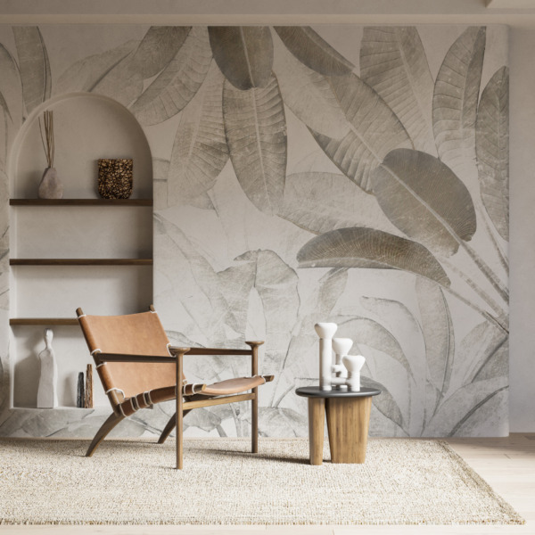 Fototapeta Duże Liście Za Mgłą