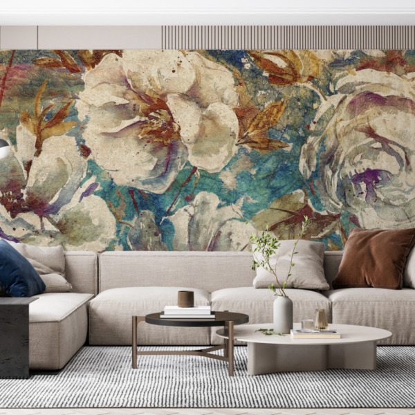 Fototapeta Białe Kwiaty Na Tkaninie