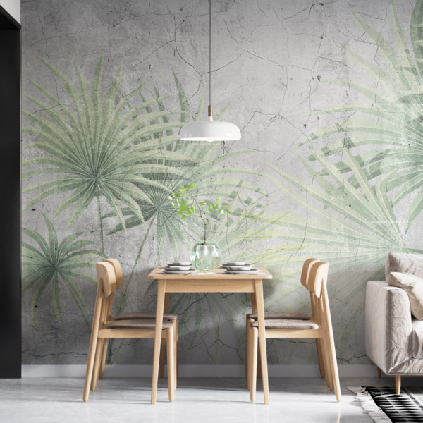 Fototapeta Liście Na Pękniętej Ścianie