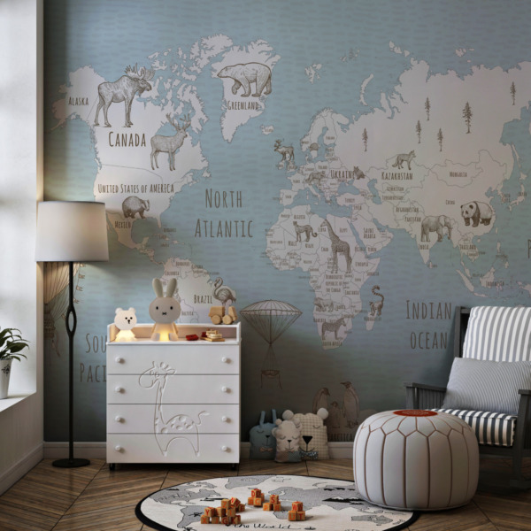 Fototapeta Błękitny Ocean Na Mapie