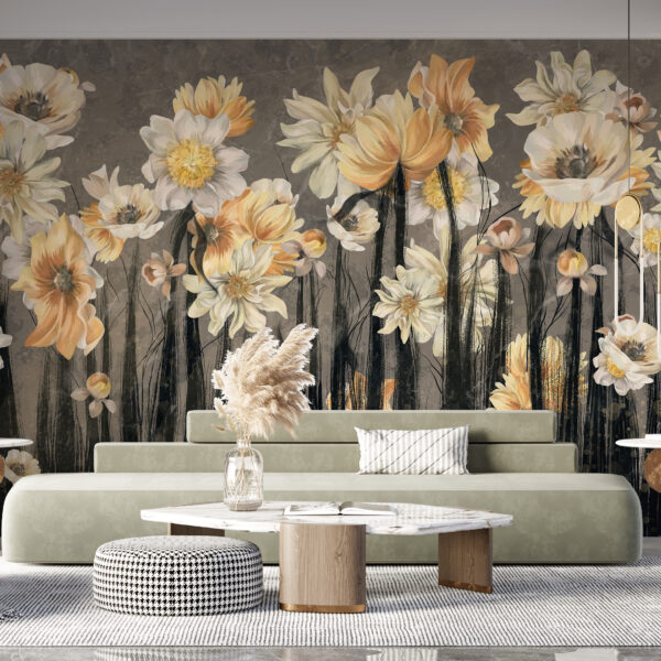 Fototapeta Kwiaty Na Czarnych Łodygach