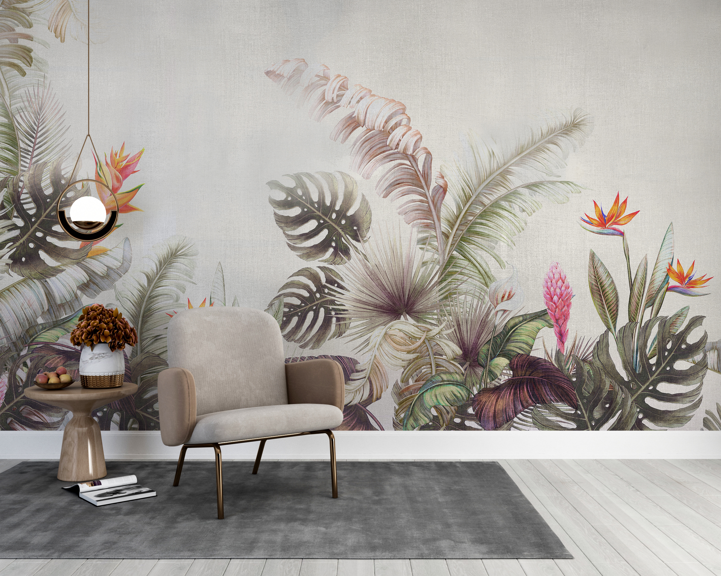 Fototapeta na szarym tle Rajski Ogród - główne zdjęcie produktu