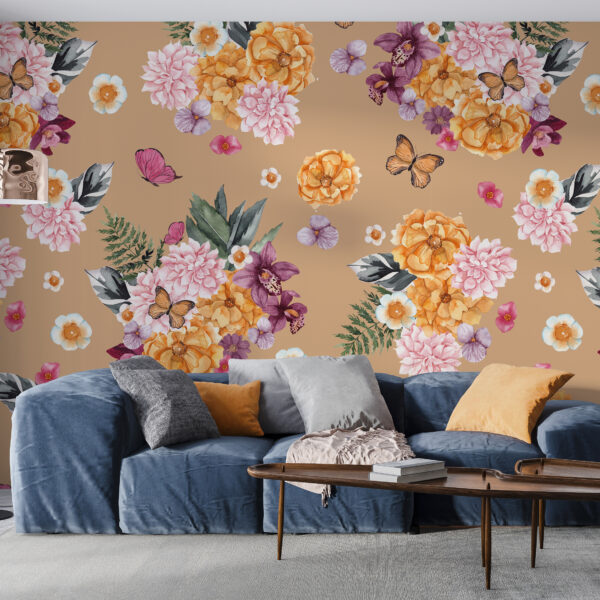 Fototapeta Wesołe Kwiaty i Motyle