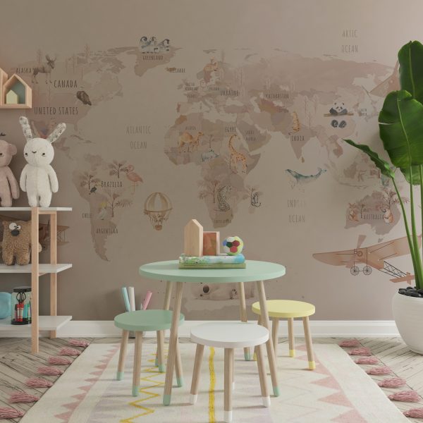 Fototapeta Różowa Mapa Świata