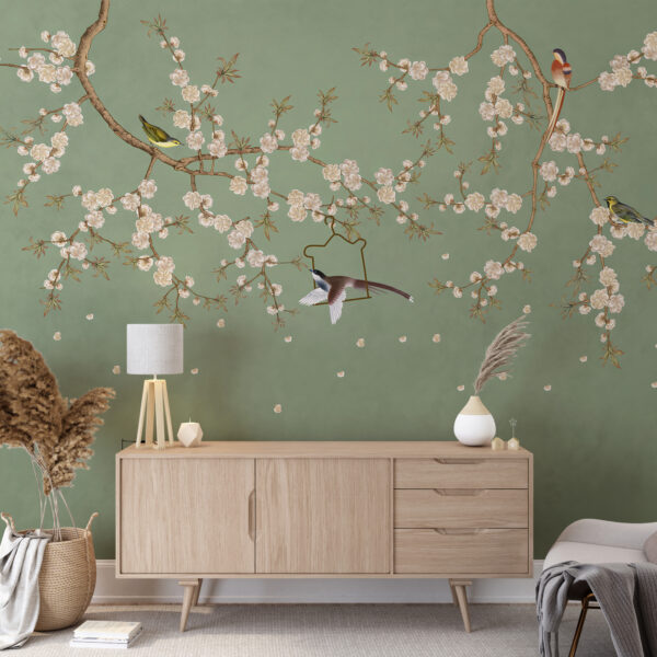 Fototapeta Ptaki w Kwiatach Wiśni