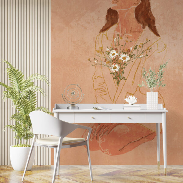 Fototapeta Dziewczyna z Bukietem Kwiatów