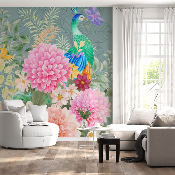 Fototapeta Paw w Kwiatach