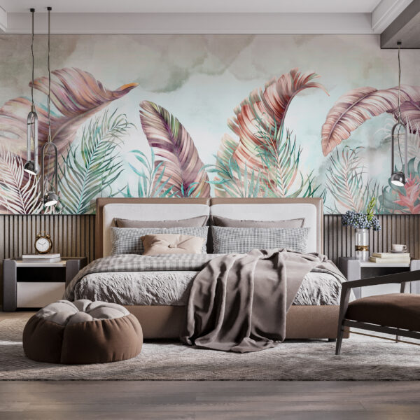 Fototapeta Różowe Pióropusze Liści