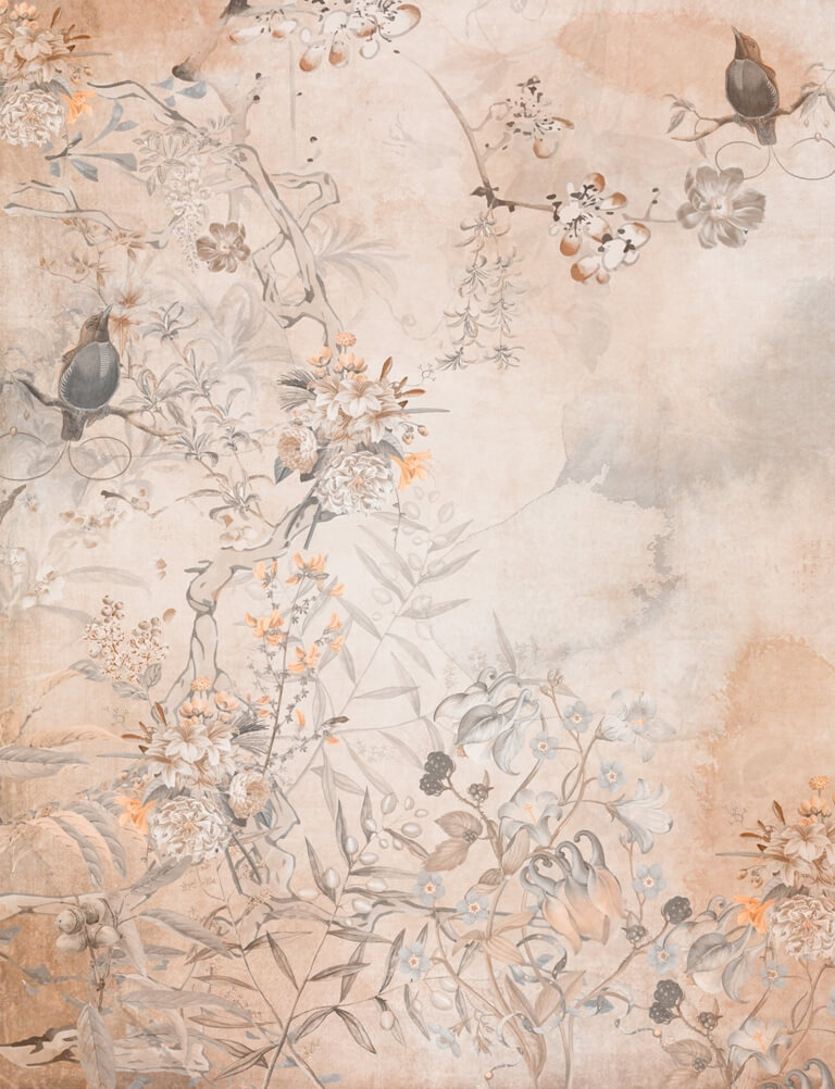 Fototapete Blumen und Vögel_2243296631'' Fototapeta w stylu boho idealna do romantycznej sypialni bądź salonu w stylu orientalnym Kwiaty i Ptaki - zdjęcie numer 2