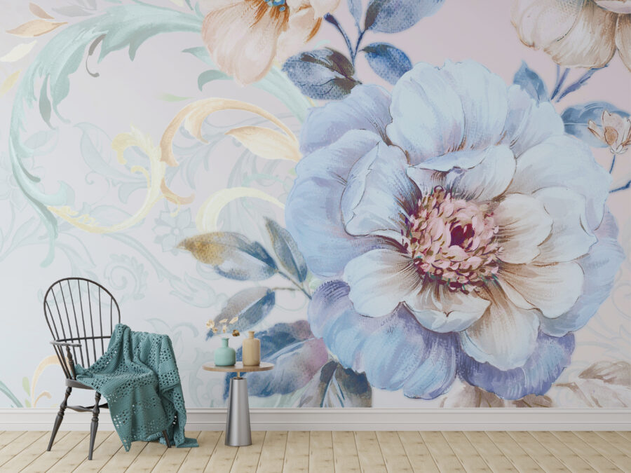 Klassische Stil Tapete in Blautönen Blue Flower - Hauptproduktbild