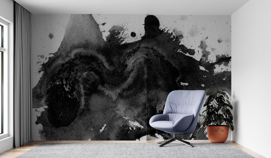 Abstract mural in dark colors to match a bright modern interior Black Blob - main product image