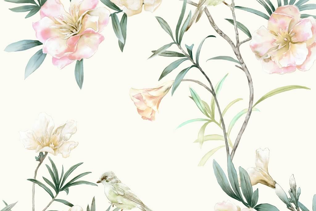 Fototapete Blumen auf einem hellen Hintergrund_2238053403'' Fototapete in sanften Farben mit einem klassischen Motiv, ideal für jeden Raum Blumen auf hellem Hintergrund - Bild Nummer 2