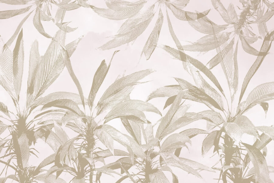 Décor mural dans des tons bruns chauds avec un motif tropical de palmiers dans des tons chauds - image numéro 2