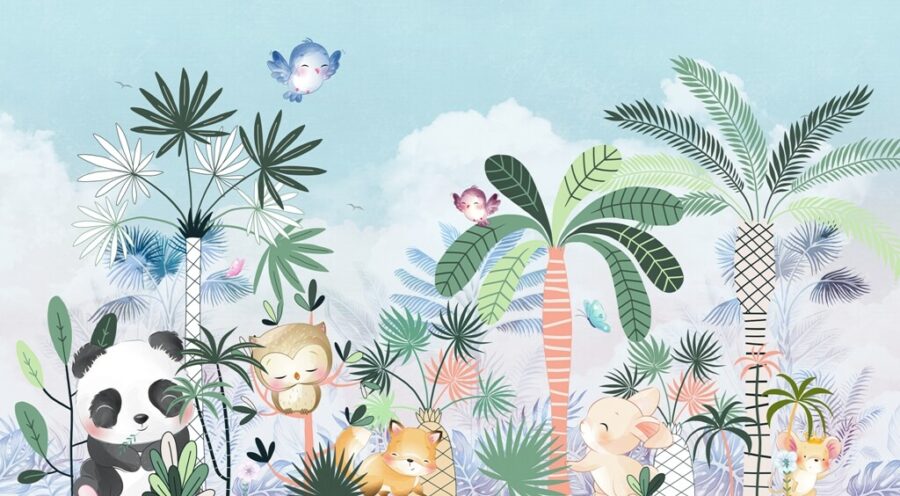 Décor mural dans un climat tropical joyeux pour les enfants Happy Animals - image numéro 2