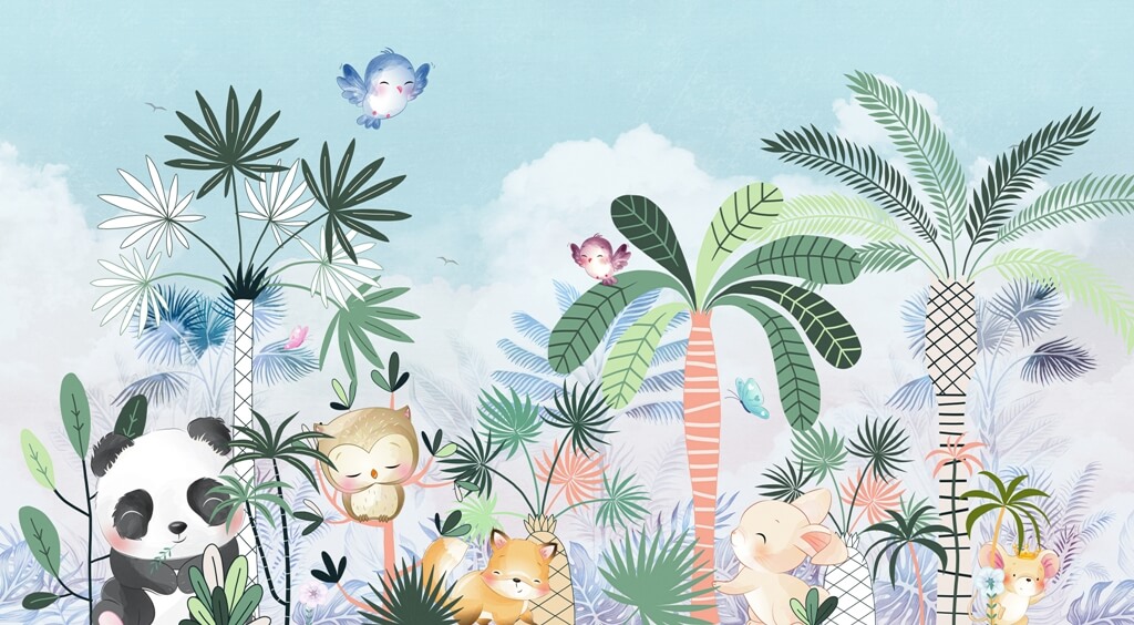 Peinture murale Weso+ée Animal_2310209601' Décor mural dans un climat tropical joyeux pour les enfants Happy Animals - image numéro 2