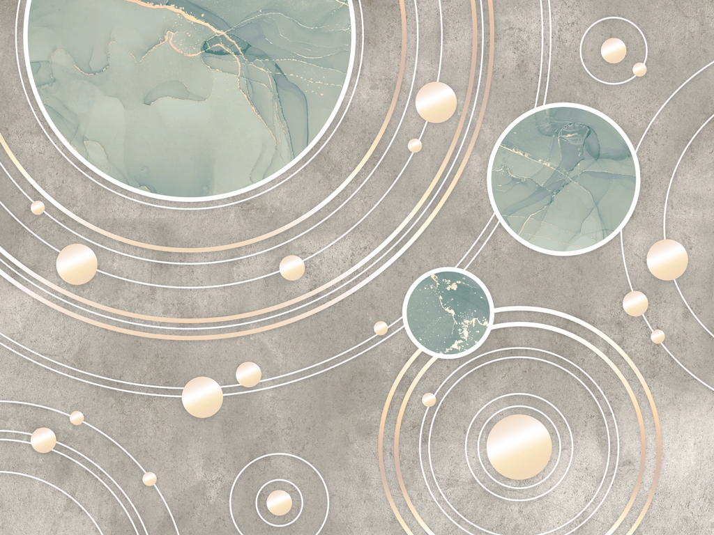 Fototapeta z motywem kosmosu w niezwykle eleganckiej i ciekawej odsłonie Marmurowy Taniec Planet - zdjęcie numer 2