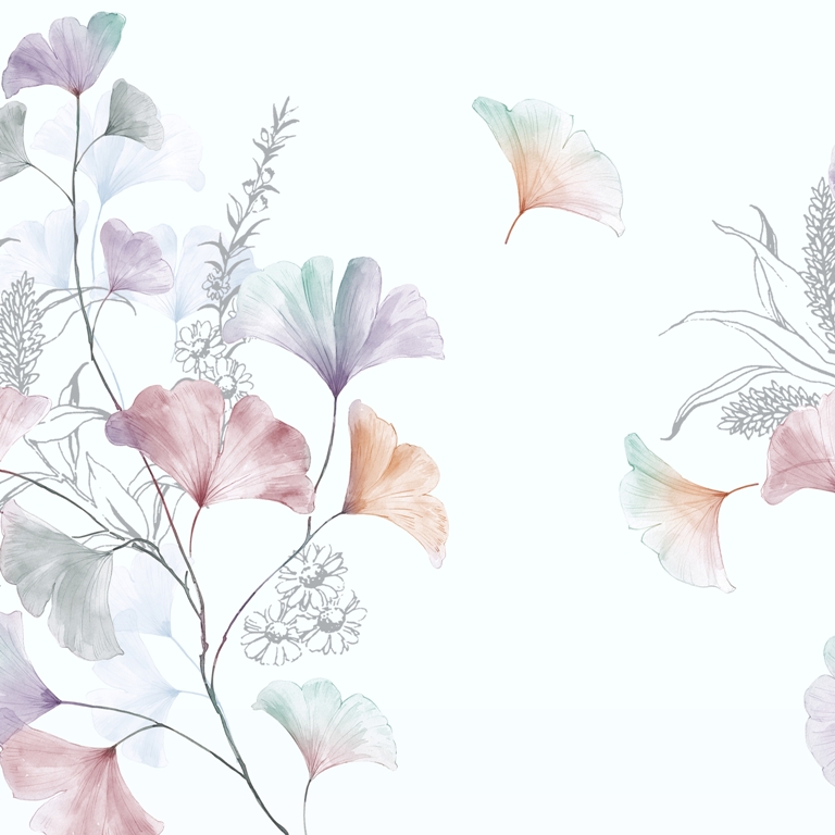 Fototapeta z delikatnym motywem kwiatowym w jasnej tonacji Na Białym Tle - zdjęcie numer 2