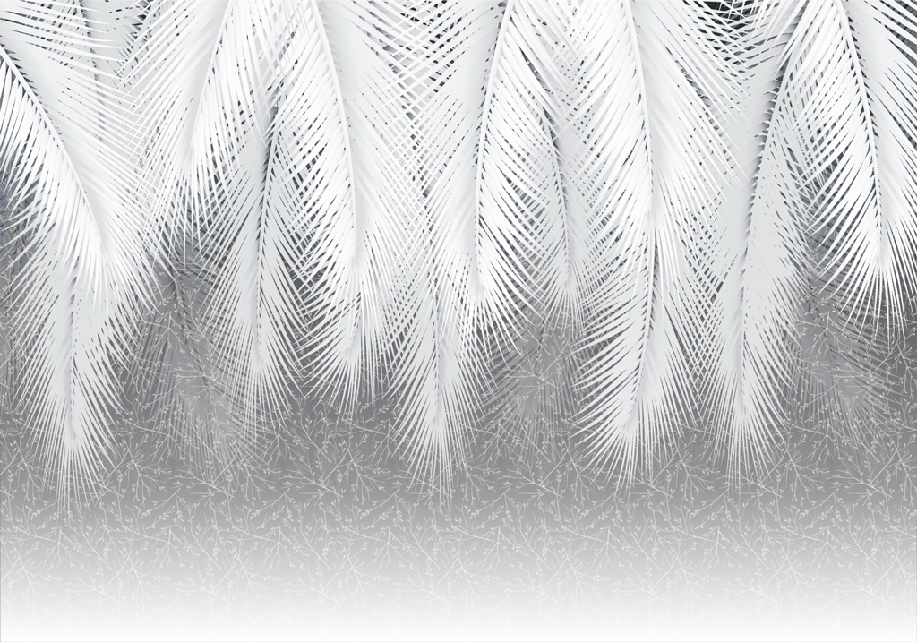 Fototapeta w modnej bieli i szarości idealna do nowoczesnego wnętrza Białe Pióra - zdjęcie numer 2