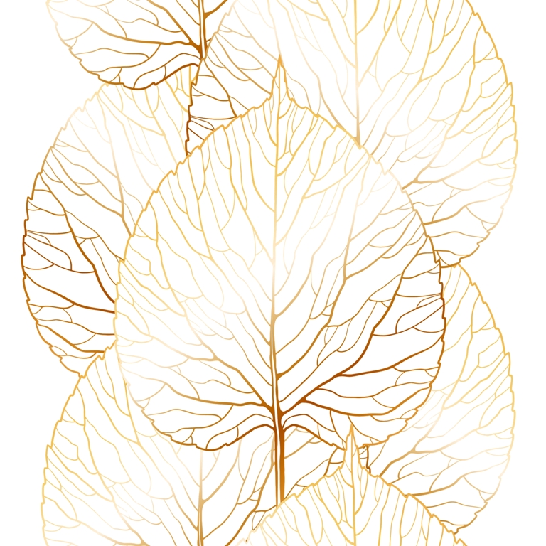 Fototapeta elegancka w bieli i złocie pasująca do każdego wystroju Kontury Złotych Liści - zdjęcie numer 2