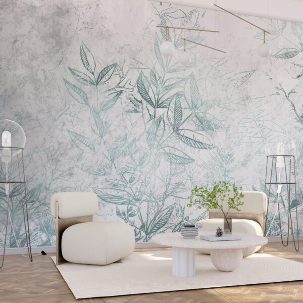 Fototapeta Grafika Niebieskich Liści