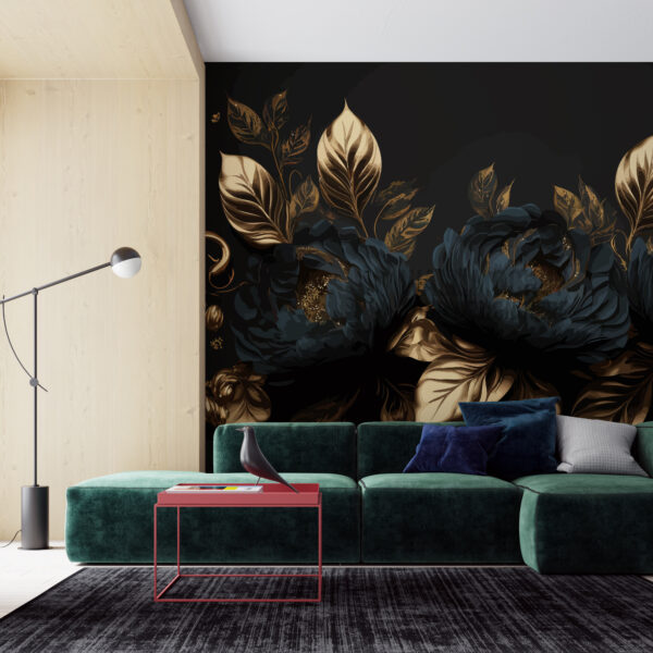 Fototapeta Kwiat Czerni i Złota