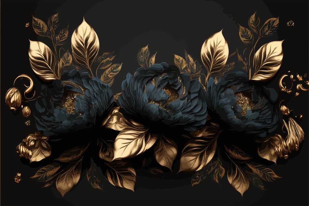 Fototapeta Kwiat Granatu i Złota_2245027327'