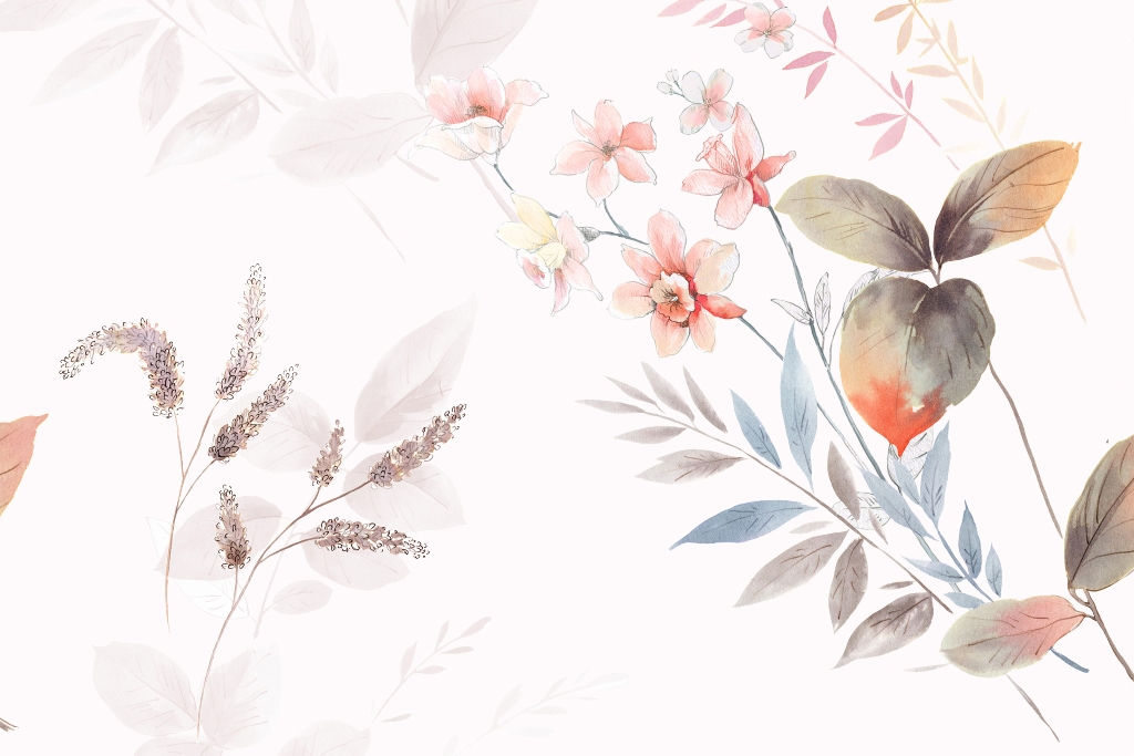 Fototapeta z delikatnym motywem kwiatowym w formie rysunku idealna do wnętrz w stylu klasycznym Kwiat Na Białym Tle - zdjęcie numer 2