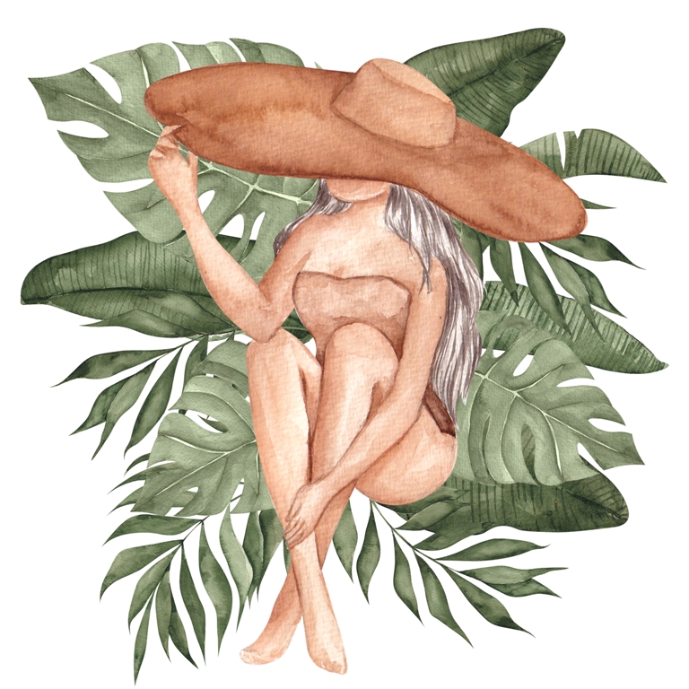 Fototapeta w wakacyjnym klimacie z portretem dziewczyny w tropikach, dla miłośników niebanalnych rozwiązań Pod Kapeluszem - zdjęcie numer 2