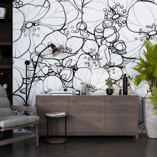 Fototapeta Grafika Białych Kwiatów