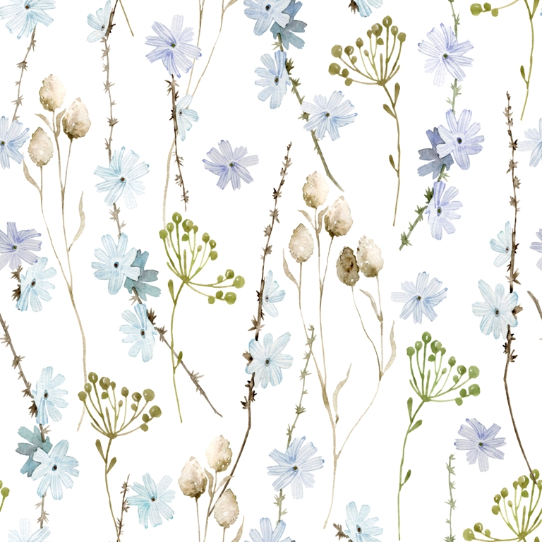 Fototapeta z delikatnym motywem kwiatowym na jasnym tle Ściana w Chabry - zdjęcie numer 2