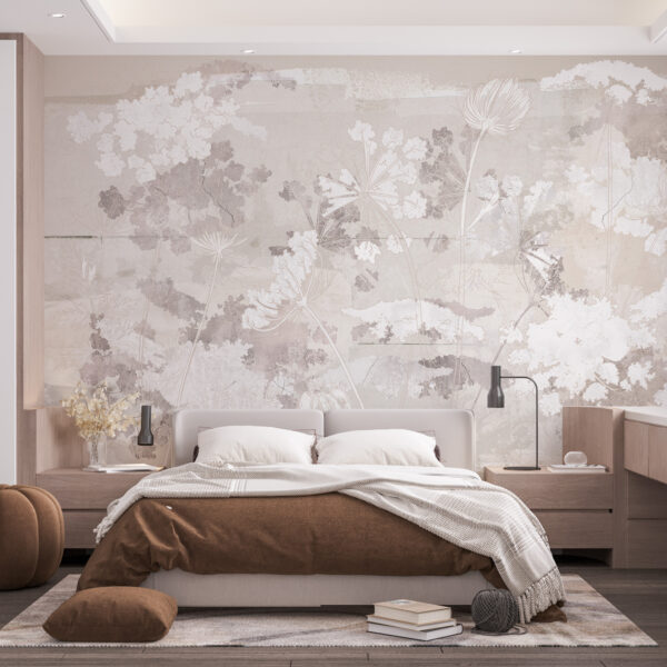 Fototapeta Zarys Białych Roślin