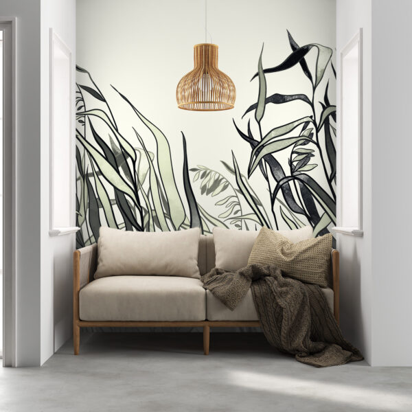 Fototapeta Ciemne Liście Na Jasnym Tle